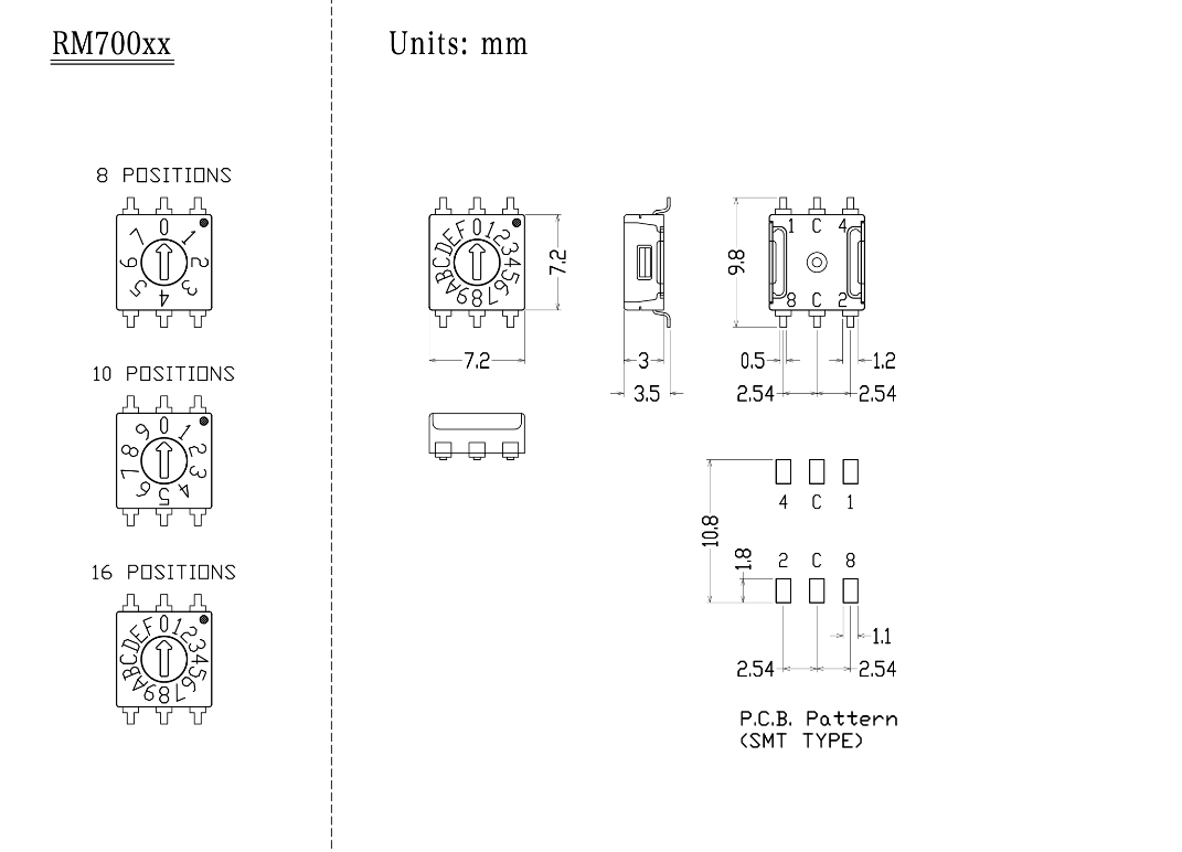 7.2*7.2mm  3X3标准型-RM700