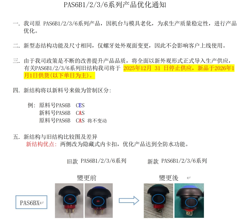 PA系列小型带灯-SPST-垂直